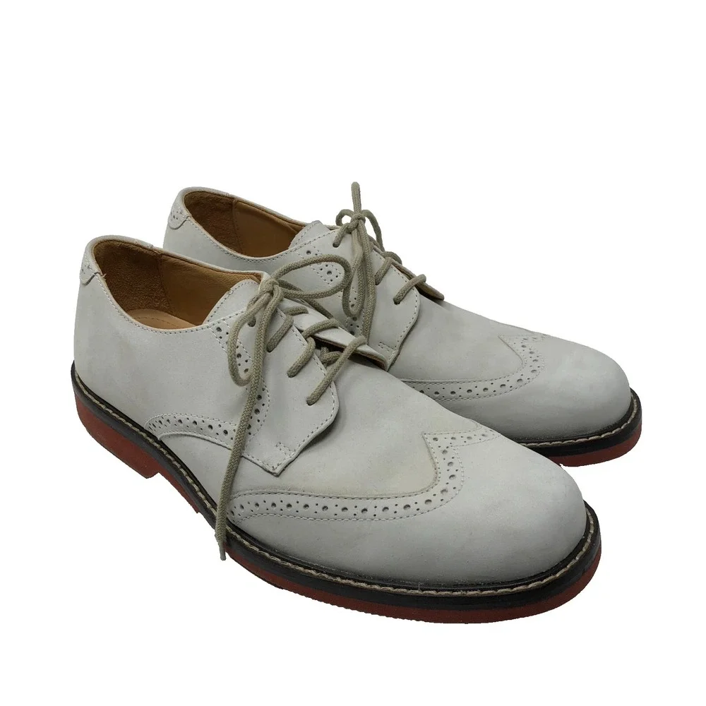 Johnston & Murphy Sheepskin Suede Oxford Loafers Laced Mens 8.5 M Gray Preppy